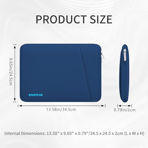 RAINYEAR Laptop Sleeve Case with Front Pocket, 13.3 Inch Protective Portable Case Briefcase Laptop Carrying Bag Compatible with 13.3-14 Inch Laptop PC, 14 Inch MacBook Pro M5 M4 M3 M2 M1, Navy Blue - color: Navy Blue, size: 13.3-14 inch