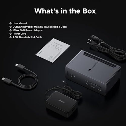 UGREEN 13-in-1 Thunderbolt 4 Docking Station, Dual 4K@60Hz, 2.5G Ethernet | 3xTBT4 40Gbps, Single 8K@30Hz, 90W Host Charging, SD/TF 4.0 312MB/s, TBT4 Dock for MacBook and Windows Laptop,Revodok Max 213
