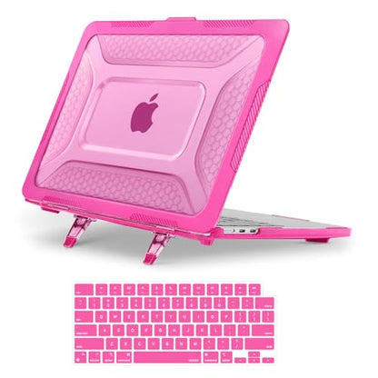 MOSISO Compatible with MacBook Air 13 inch Case M5 M4 M3 M2, Rose Red | 2 in 1 Kit Honeycomb Shock Resistant Hard Case with Foldable Kickstand for MacBook Air 13.6 2026-2022 A3449 A3240 A3113 A2681 - color: Rose Red