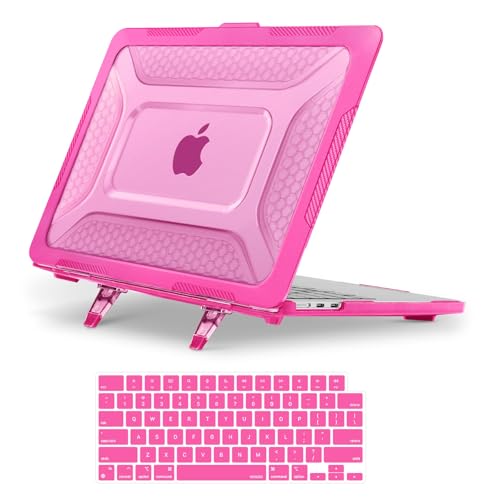 MOSISO Compatible with MacBook Air 13 inch Case M5 M4 M3 M2, Rose Red | 2 in 1 Kit Honeycomb Shock Resistant Hard Case with Foldable Kickstand for MacBook Air 13.6 2026-2022 A3449 A3240 A3113 A2681 - color: Rose Red