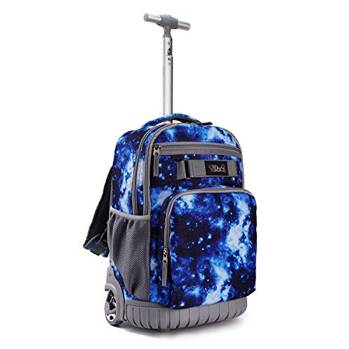 Tilami Rolling Backpack 18 inch Wheeled Laptop Backpack School College Student Travel Trip Boys and Girls, Galaxy Blue - color: Galaxy Blue