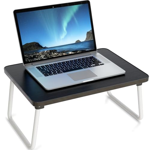 Foldable Lap Desks Laptop Tray for Bed or Couch | Portable Breakfast Serving Tray with Folding Legs, Lightweight Mini Table, Laptop Stand for Working/Reading/Writing, Black - color: Black