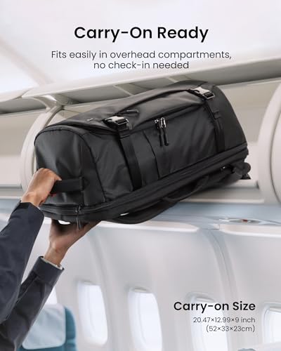 tomtoc Travel Backpack, TSA Friendly Flight Approved Carry-on Luggage Hand Water-resistant Lightweight Business Rucksack - color: Black-ripstop, size: 40L