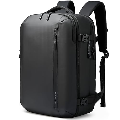 BANGE Travel Backpack with 15.6 Inch Laptop Compartment & TSA Lock for Men and Women, Water-Resistant Large Carry-On, Flight Approved,Black - style: Without Vacuum