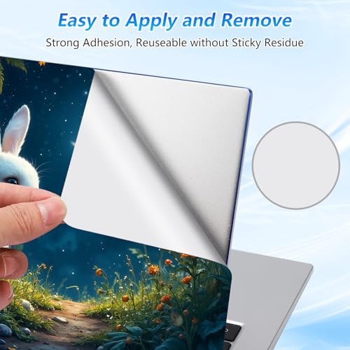 Universal Laptop Skin Sticker Decal with 2 Wrist Pad Skins, Waterproof Scratch Vinyl Cover for 11–15.6 Inch MacBook, HP, Dell, Lenovo, Cutable & Reusable,White Rabbit Moon - color: White Rabbit Moon