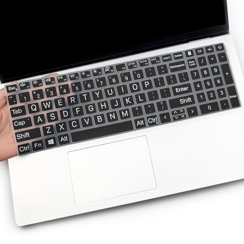 Keyboard Cover with Large Letters for 2025 Dell 16 Plus Laptop DB16250 DB16255 DC16250, Dell 15 Laptop DC15250 DC15255 15.6",2024 2023 Inspiron 15 3510 3511 3520 3525 3530 3535 5510 5515 5518 15.6 - color: Large Letters Black