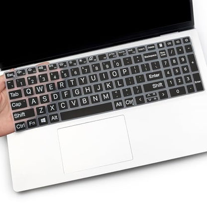 Keyboard Cover with Large Letters for 2025 Dell 16 Plus Laptop DB16250 DB16255 DC16250, Dell 15 Laptop DC15250 DC15255 15.6",2024 2023 Inspiron 15 3510 3511 3520 3525 3530 3535 5510 5515 5518 15.6 - color: Large Letters Black