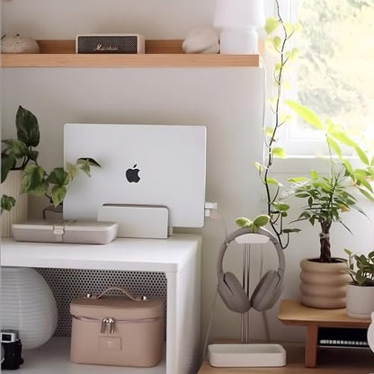 Raico Verical Laptop Stand MacBook Walnut Wood Dual Laptop Vertical Setup Holder Stand (Matte White, Dual Slot | Adjustable) - color: Matte White, size: Dual Slot | Adjustable