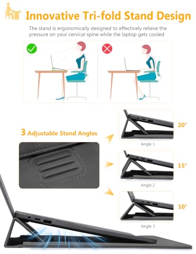 HYZUO 15 Inch Laptop Sleeve Case Bag with Adjustable Stand, Space Gray | for MacBook Air 15 M5 A3448 M4 A3241 M3 A3114 M2 A2941 2026-2023, MacBook Pro 15, 15" Surface Laptop 7/6/5/4 - color: Space Gray, size: 15 Inch