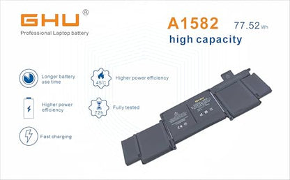 GHU A1582 A1502 Laptop Battery 77.52Wh Replacement for Apple MacBook Pro Retina 13 inch A1493, Early 2015 Mid 2014 Late 2013, Compatible with EMC 2678 2875 2835 ME864 ME865 MF839 MF840 MF843 MF841