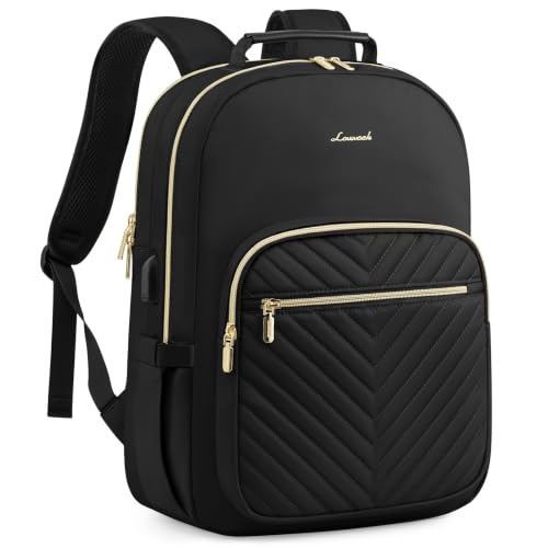 LOVEVOOK Laptop Backpack for Women, Travel Computer Work Bags with 17-inch Laptop Compartment, College School Student Bag Teen Backpacks For Girls, Hiking Outdoor Carry On Backpack Purse, Black - color: A Black, size: 17-Inch