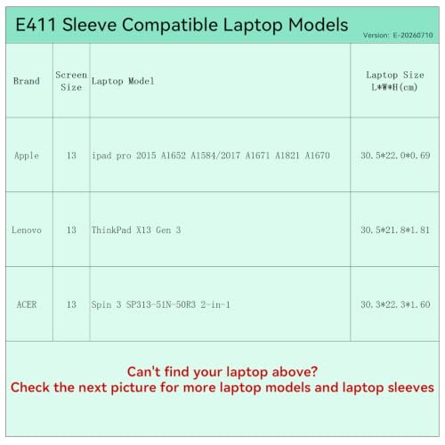Smatree Elite Laptop Sleeve for 13 inch Apple iPad Pr/Lenovo ThinkPad | for 13 inch Apple iPad Pro 2025/2017 A1821, Lenovo ThinkPad X13 Gen 3, Protective Laptop Case with Pocket(E411) - size: 13 inch/E411/Size: 32.0*22.7cm