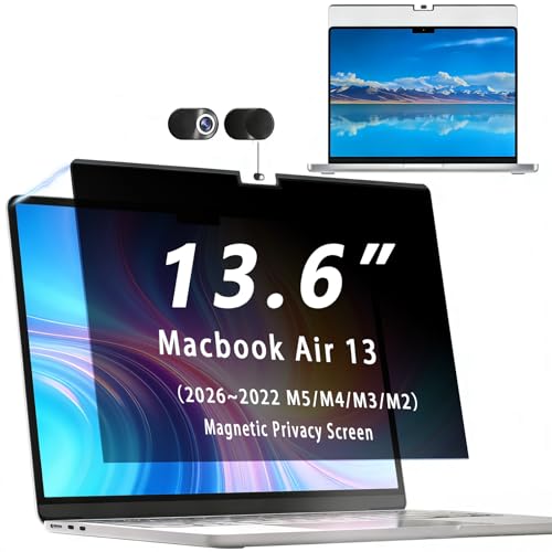 for MacBook Air 13/13.6 Inch Privacy Screen (2026-2022, M5/M4/M3/M2) Magnetic Removable, 30° Anti-Spy Filter, Anti-Glare, Snap-On Laptop Screen Protector (Macbook Air 13/13.6 (2026-2022) - size: Air 13/13.6 (2025-2022）