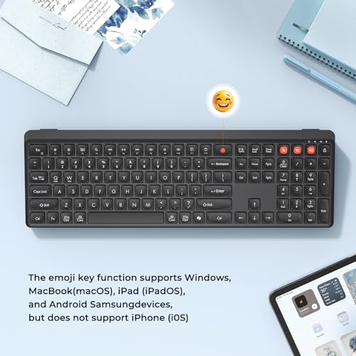MEETION Bluetooth Keyboard and Mouse Combo, Silent Multi-Device, Black | Full-size keyboard with 2.4G & dual Bluetooth connection, 4-level DPI wireless mouse, compatible with Windows and Mac OS - color: Matte Black