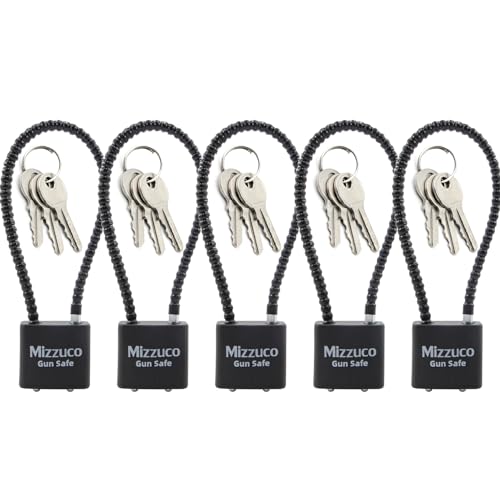 Keyed Cable Gun Lock w/3 Spare Keys for Dry Home Firearm Storage | 8.5 & 15 Inch, 1/3/5 Pack, Compatible w/ Handguns, Revolvers, Rifles & Shotguns for Home Gun Safe Storage(8.5" lock, Raven) - color: Raven, style: 8.5" lock