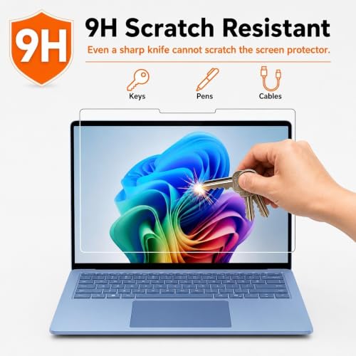 Megoo ArmorShield Screen Protector for Surface Laptop 8/ Laptop 7 13.8" | 9H Tempered Glass Protective Film, Scratch Resistant, Reinforced Protection, Anti-Fingerprint, 2 Pack - size: Surface Laptop 13.8"