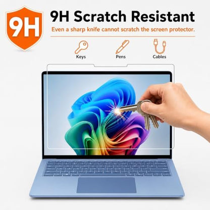 Megoo ArmorShield Screen Protector for Surface Laptop 8/ Laptop 7 13.8" | 9H Tempered Glass Protective Film, Scratch Resistant, Reinforced Protection, Anti-Fingerprint, 2 Pack - size: Surface Laptop 13.8"