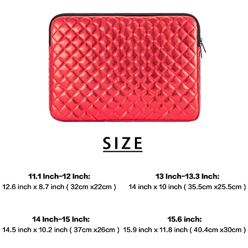 TRIUMPH VISION Puffy Laptop Sleeve Pouch Case Protective Bag Lined Padded | Puffy Laptop Case 11 12 in Quilted Leather Protection Shockproof Cushion Padding Fashion with Pocket Safe Red - color: Red Quilted, size: 11-12 Inch