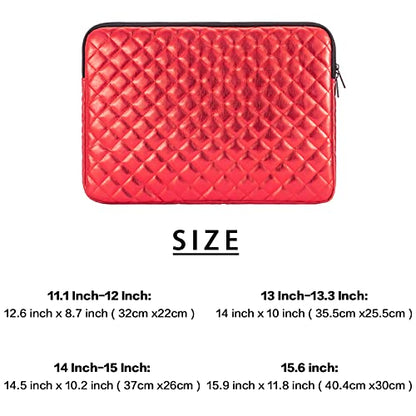 TRIUMPH VISION Puffy Laptop Sleeve Pouch Case Protective Bag Lined Padded | Puffy Laptop Case 11 12 in Quilted Leather Protection Shockproof Cushion Padding Fashion with Pocket Safe Red - color: Red Quilted, size: 11-12 Inch