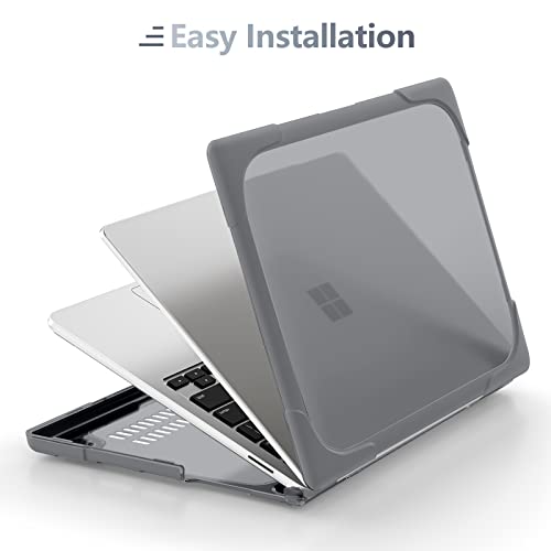 Batianda Durable Stand Case for Microsoft Surface Laptop 13.5 Inch, Grey | Fits Surface Laptop 3/4/5 13.5" with Alcantara Palm Rest, Heavy Duty Ergonomic Foldable Stand, TPU Bumper, Matte Hard Shell - color: Gray, size: with Alcantara material Palm Rest