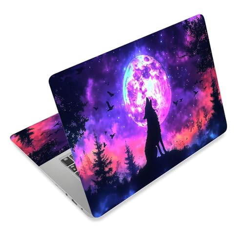 Laptop Skin Sticker Decal for 12 13 13.3 14 15 15.6 in, Universal Vinyl Waterresistant Protector Cover for Notebook PC Netbook, Computer Decor for Women Girls Howling Wolf - color: Howling Wolf