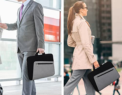 Laptop Sleeve, Slim Durable Notebook Computer Protection Case Business Briefcase Handle Bag Compatible with 14 15 15.4 inch MacBook Pro HP Dell Acer Asus Chromebook, Black/Grey - size: 15 Inch