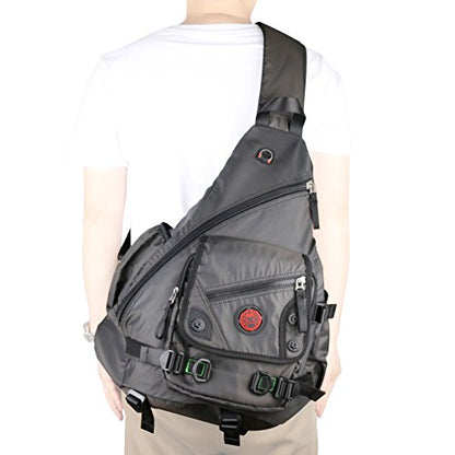 Large Sling Bag Laptop Backpack Cross Body Messenger Bag Shoulder Travel Rucksack (A-Black) - color: A-black