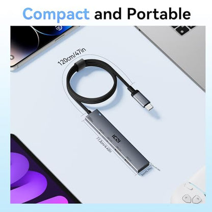 ICZI USB C Hub, 10Gbps 4 in 1 USB 3.2 Adapter with 2 USB-C & A 3.2 4FT Cable, 4 Ports Splitter Extender for MacBook Pro/Air, iPad Pro, iPhone 15/15 Pro Max, Surface, PC, Laptops - size: usbc 3.2 aluminum
