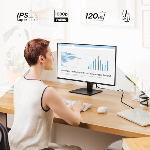 ViewSonic VA2748-MHJ 27 Inch Full HD Computer Monitor, IPS 120Hz Display | Height Adjustable Stand, HDMI, VGA, Eye Care, Frameless, Home Office, Laptop, PC, Mac, Anti Glare, 1ms, 300 Nits, Pivot Tilt - size: 27-Inch Ergonomic