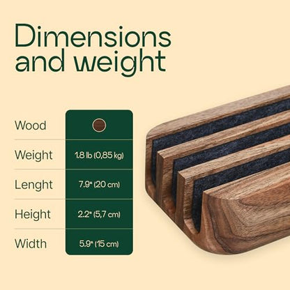 Triple Laptop Stand Vertical Laptop Holder - Vertical Laptop Stand for Desk - Laptop Holder - Handmade of Natural Wood (Triple Walnut) - color: Triple Walnut