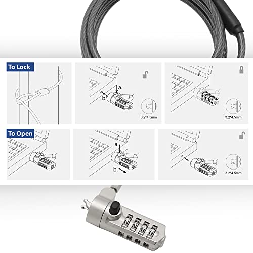 ACT Laptop Lock Security Cable 2m, Password Protection 4 Digit Combination Lock, Wedge Slot Notebook Lock, Swivel Lock Head, Laptop Lock Dell, Portable Anti-Theft Cable - AC9035 - style: combination lock