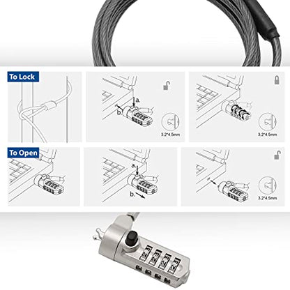 ACT Laptop Lock Security Cable 2m, Password Protection 4 Digit Combination Lock, Wedge Slot Notebook Lock, Swivel Lock Head, Laptop Lock Dell, Portable Anti-Theft Cable - AC9035 - style: combination lock
