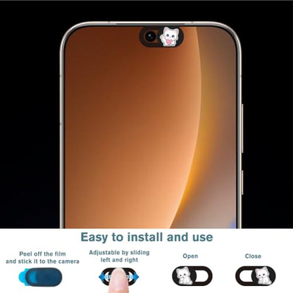 6Pcs 6 Styles Cat Camera Cover Slide Cute Privacy Guard Accessories, 0.04 Inch Ultra Thin Webcam Cover Protector Blocker for Laptop Desktop Computer Tablet Notebook Mini PC Home Office Use - color: White Cat