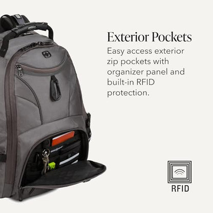 SWISSGEAR 1900 ScanSmart Laptop Backpack, Fits Most 17-Inch Laptops, TSA-Friendly Lay-Flat Design, RFID Protection, and Tablet Pocket, Black, 31L, 18.5-Inch - color: Sting Grey Ballistic