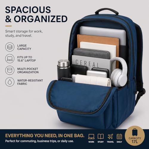 Laptop Backpack for Women & Men, 15.6" Laptop and Tablet Bag with Tumbler Holder – Lightweight, Durable Travel & Work Backpacks, Blue - color: Backpack 02 Blue