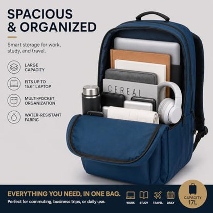 Laptop Backpack for Women & Men, 15.6" Laptop and Tablet Bag with Tumbler Holder – Lightweight, Durable Travel & Work Backpacks, Blue - color: Backpack 02 Blue
