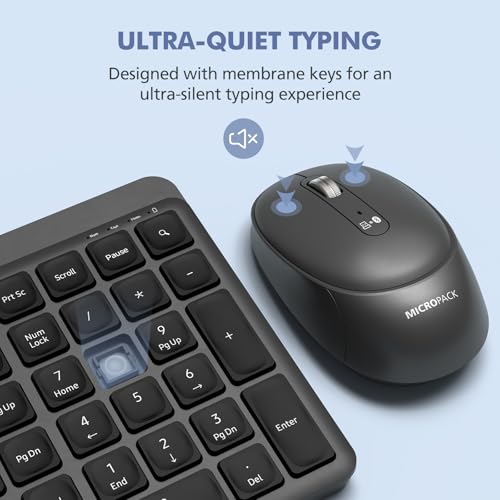 Wireless Keyboard and Mouse Combo for Desktop Mac iPad Bluetooth 2.4 Ghz Rechargeable Silent Click with Number Pad Black Compatible with Pc, Laptop, Tablet (Black) - color: Black