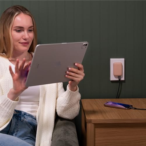 Satechi OntheGo 67W Wall Charger, GaN USB-C Fast Charging, Desert Rose | PD 3.0+PPS, dual-port power split (45W+20W), for MacBook, iPad, iPhone, Galaxy, Pixel, Steam Deck - color: Desert Rose