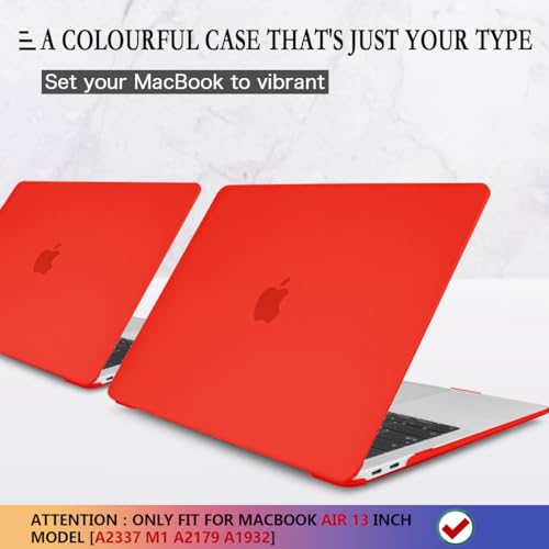 CISSOOK Cover for MacBook Air 13 Inch Case Red, Plastic Hard Shell Case with Keyboard Cover for MacBook Air 13 A2337 M1 A2179 A1932 Model 2021-2018 Release with Touch ID, Matte Red - color: Air13inch-Matte Red