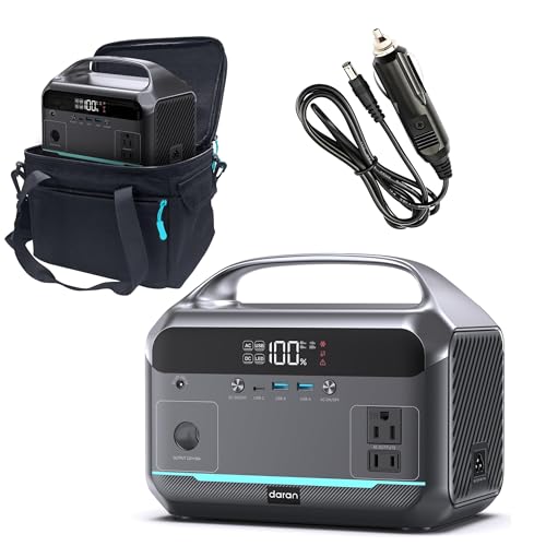 DARAN 350W Portable Power Station 288Wh with Storage Bag & 1.5m DC Car Charging Cable, LiFePO4 Solar Generator Bundle for Road Trip, Camping & Home Emergency