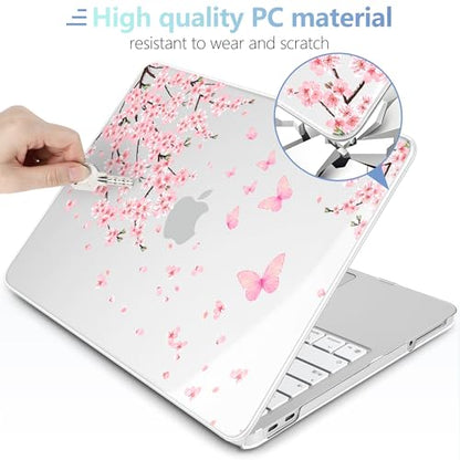 MEEgoodo Printed Case for New MacBook Neo 13 inch 2026 Release(Fit Model A3404), Laptop Hard Shell Cases with Keyboard Skin & Screen Protector & Webcam Covers, Cherry Blossoms - color: Cherry Blossoms