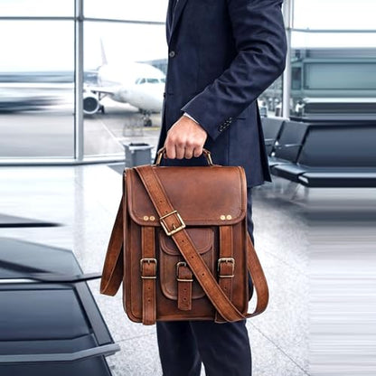 Vintage Genuine Leather iPad/Tablet/tab/Kindle Satchel Cross Body Shoulder Messenger Bag - size: 17" width x 12" height x 4" depth