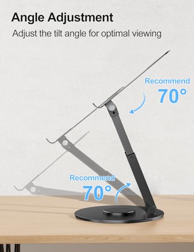 tounee Telescopic Laptop Stand for Desk with 360° Swivel Base, Sit to Stand, Height Adjustable, Portable Riser Holder for Good Posture, Compatible with MacBook Pro, All Laptops 10-17" - Black - color: Black