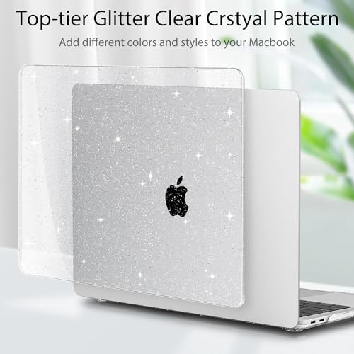 May Chen Compatible with New MacBook Air 13 inch Case 2021 2020 2019 2018 Model: M1 A2337 A2179 A1932, Plastic Hard Shell Case for MacBook Air 13 inch with Retina Display Fits Touch ID,Clear Glitter - color: Clear Glitter