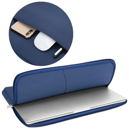 RAINYEAR Laptop Sleeve Case Compatible with 13.3 Inch Notebook Computer Chromebook 14" MacBook Pro/Max M1 M2 M3 M4 M5 Protective Cover Soft Bag with Front Pocket & Accessories Pouch (Navy Blue) - color: Navy Blue, size: 13"-13.3"