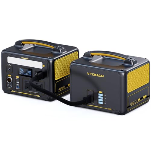 VTOMAN Jump600X 600W Portable Power Station with 640Wh Extra Battery, 939Wh Solar Generator LiFePO4 Battery, Peak 1200W AC Outlet, PD 60W USB-C, 3x12V/10A DC for Outdoor Camping, Off-grid, Home Backup - style: Jump 600X+Extra Battery