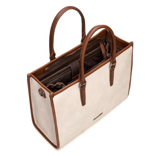 Montana West Laptop Tote Bag for Women 15.6 Inch Computer Bags Business Office Work Briefcase With Adjustable Shoulder Strap - color: Beige