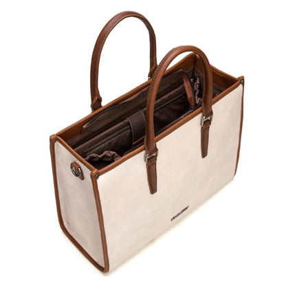 Montana West Laptop Tote Bag for Women 15.6 Inch Computer Bags Business Office Work Briefcase With Adjustable Shoulder Strap - color: Beige