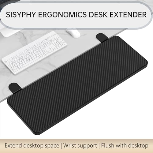 Sisyphy Ergonomics Desk Extender Tray, 21.7x9.5" Punch-Free Clamp on, Foldable Keyboard Drawer Tray, Table Mount Arm Wrist Rest Shelf, Computer Elbow Arm Support - color: Carbon, size: 21.7*9.5"(55*24cm)