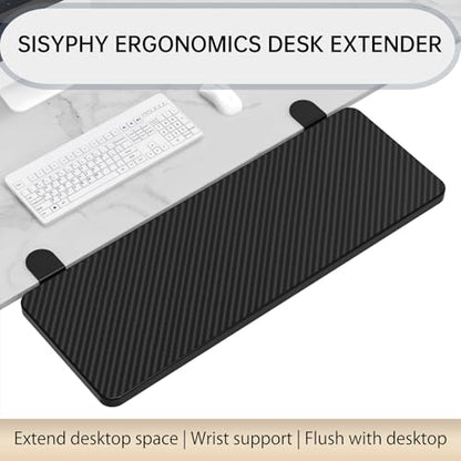 Sisyphy Ergonomics Desk Extender Tray, 21.7x9.5" Punch-Free Clamp on, Foldable Keyboard Drawer Tray, Table Mount Arm Wrist Rest Shelf, Computer Elbow Arm Support - color: Carbon, size: 21.7*9.5"(55*24cm)